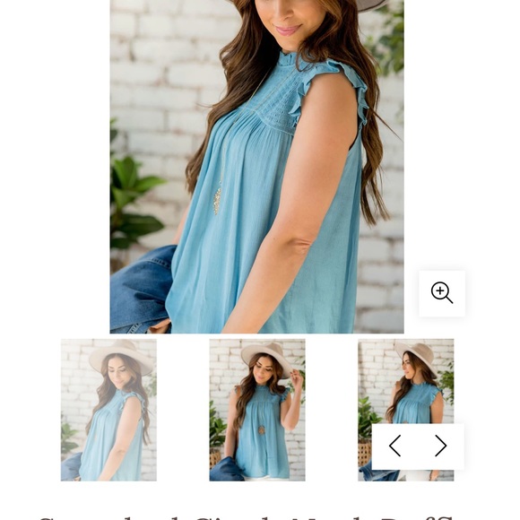 Light blue tank with smocked too- flowy - Picture 5 of 7